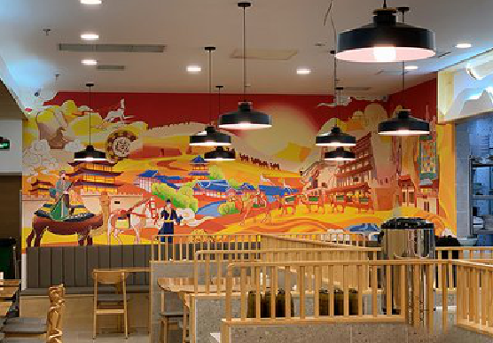 大方商业空间彩绘介绍。